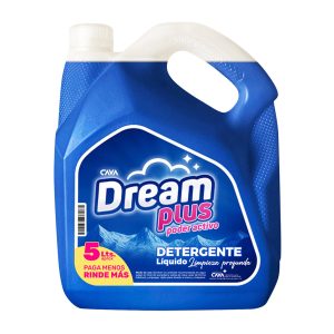 detergente líquido Dream Plus poder activo 5 litros limpieza profunda color azul